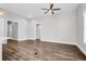 Bright and spacious living room featuring hardwood floors and ceiling fan at 105 Waxwing Dr, Summerville, SC 29483
