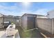 Plastic storage shed with double doors in backyard at 115 Holly Leaf Ln, Summerville, SC 29486