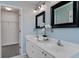 Double vanity bathroom with a large mirror and separate shower at 3100 Sonja Way, Mount Pleasant, SC 29466