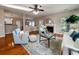 Living room boasts hardwood floors, fireplace, and a cozy seating area at 3100 Sonja Way, Mount Pleasant, SC 29466