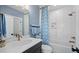 Modern bathroom with white subway tile and blue accents at 374 Trailmore Ln, Summerville, SC 29486