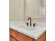Bathroom with white quartz vanity, single sink, and modern black faucet at 517 Travelers Blvd, Summerville, SC 29485