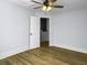 Bedroom with ceiling fan and access to upper level at 1421 Brownswood Rd, Johns Island, SC 29455