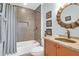 Updated bathroom with a modern vanity and grey tile shower at 1563 Headquarters Plantation Dr, Johns Island, SC 29455