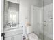 Clean bathroom with a single vanity and walk-in shower at 1646 Red Tide Rd, Mount Pleasant, SC 29466