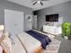 Bedroom with gray walls, a built-in dresser, and a ceiling fan at 217 Forsythia Ave, Summerville, SC 29483