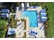 Aerial view of community pool, cabanas, and lounge area at 3002 Cross Vine Ln, Summerville, SC 29483