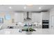 Bright kitchen boasts white cabinets, stainless steel appliances, and a large island at 2020 Parish House Cir, Johns Island, SC 29455