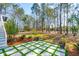 Charming backyard patio with artificial turf and a view of the wooded area at 2737 Sarazen Dr, Mount Pleasant, SC 29466