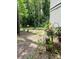 A sunny backyard with mature trees, plants in pots, and a grassy area at 2757 Jobee Dr # 1101, Charleston, SC 29414