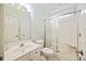 Bathroom with shower and white vanity at 309 Palmetto Blvd, Edisto Island, SC 29438