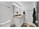 Updated bathroom with granite vanity, tiled floor, and shower at 14 Lockwood Dr # 6H, Charleston, SC 29401