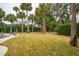 Spacious backyard with grassy area and palm trees at 15 31St Ave, Isle of Palms, SC 29451
