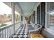 Screened porch with checkerboard floor and gray couch at 15 31St Ave, Isle of Palms, SC 29451