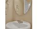 Simple bathroom with pedestal sink and oval mirror at 329 Flyway Rd, Goose Creek, SC 29445