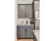 Gray shaker cabinets and marble countertops in this updated kitchen at 775 Opal Wing St, Moncks Corner, SC 29461