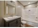 Clean bathroom with single vanity and shower/tub combo at 857 Devines Way, Cross, SC 29436