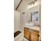 Bathroom with vessel sink, wooden vanity, and shower at 8934 Sandy Creek Rd, Edisto Island, SC 29438