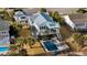 Aerial view of beach house with pool and ocean access at 1306 Palmetto Blvd, Edisto Beach, SC 29438