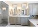 Elegant bathroom with double vanity, large shower and marble accents at 209 Bennett St, Mount Pleasant, SC 29464