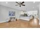 Open concept living room with hardwood floors and kitchen view at 234 Oak Park St, Summerville, SC 29486