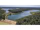 Aerial view of large lake surrounded by trees at 311 Calm Water Way, Summerville, SC 29486