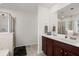 Bathroom boasts double vanity, a large shower, and tile flooring at 346 Bradley Bend Drive, Moncks Corner, SC 29461