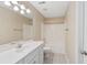 Clean bathroom with a shower/tub combo and single vanity at 8604 Fox Hollow Rd, North Charleston, SC 29420