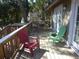 Deck with wooden chairs and picnic table at 506 Jungle Rd, Edisto Island, SC 29438
