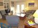 Living room with sectional sofa and access to deck at 506 Jungle Rd, Edisto Island, SC 29438