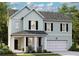 Two-story house with light teal siding, black shutters, and a covered porch at 185 Belfort Pl, Summerville, SC 29486