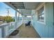 Relaxing front porch with wicker chair, wooden floors, and white railing at 403 W West Ashley Ave, Folly Beach, SC 29439
