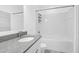 Bathroom with white vanity, tub shower combo, and grey countertop at 500 Bucksley Ln # 205, Charleston, SC 29492