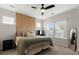 Spacious primary bedroom with large windows and wood accent wall at 111 Crimson St, Summerville, SC 29486