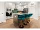 Modern kitchen island with green velvet barstools and dark countertops at 111 Crimson St, Summerville, SC 29486