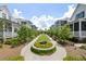 Beautifully landscaped walkway with manicured lawn and vibrant flower beds between pristine homes at 1474 Mizzen Aly, Johns Island, SC 29455