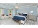 Spacious main bedroom with light blue walls and plush bedding at 2082 Cousteau Ct, Johns Island, SC 29455