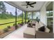Relaxing screened porch with seating area overlooking backyard at 2082 Cousteau Ct, Johns Island, SC 29455