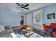 Sunlit living room with gray couch and orange accent chair at 2268 Bailey Dr, North Charleston, SC 29405
