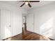 Bedroom featuring hardwood floors, ceiling fan, and white trim at 2889 Alabama Drive, North Charleston, SC 29405