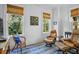 Relaxing sitting room with leather armchairs and colorful rug at 2908 Old Drake Dr, Seabrook Island, SC 29455
