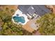 House with pool, patio, and fire pit, top-down view at 3906 Waterway Blvd, Isle of Palms, SC 29451