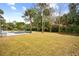 Large backyard with lush lawn and palm trees at 3906 Waterway Blvd, Isle of Palms, SC 29451