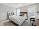 Bedroom with black and white bedding, desk and chair, and two windows at 391 Wappoo Trace Ln, Summerville, SC 29486