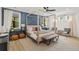 Spacious main bedroom with a four-poster bed, blue accent wall, and plenty of natural light at 391 Wappoo Trace Ln, Summerville, SC 29486
