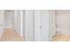 Main bathroom with white vanity, shower/tub combo and vinyl flooring at 116 Lilac Grove Way, Summerville, SC 29486
