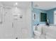 Modern shower with glass enclosure and white tile at 217 Old Hickory Xing, Johns Island, SC 29455