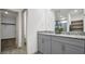 Modern bathroom with granite countertops, double vanity, and walk-in shower at 221 Terrace View Dr, Summerville, SC 29486