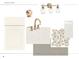 Primary bathroom design with white shaker cabinets, quartz countertops, and pebble tile at 2976 Lodge Berry Ln, Johns Island, SC 29455