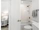 Bright bathroom with white subway tiles, bathtub, and shower at 4545 Park Lake Dr, Kiawah Island, SC 29455